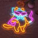 Cat Neon Sign for Wall Decor, Cool Cat Neon Light Wall Art with Dimmable Switch,USB Powered Cool Lady LED Light Up Sign Neon for bedroom,Bar, Living Room,Pet Shop Decor