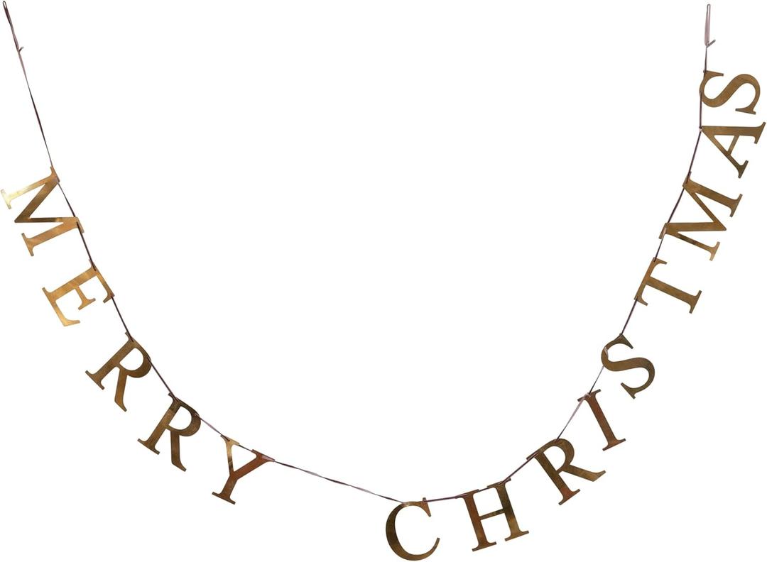 Creative Co-Op 55" L Merry Christmas, Brass Finish Metal Garlands, Multi