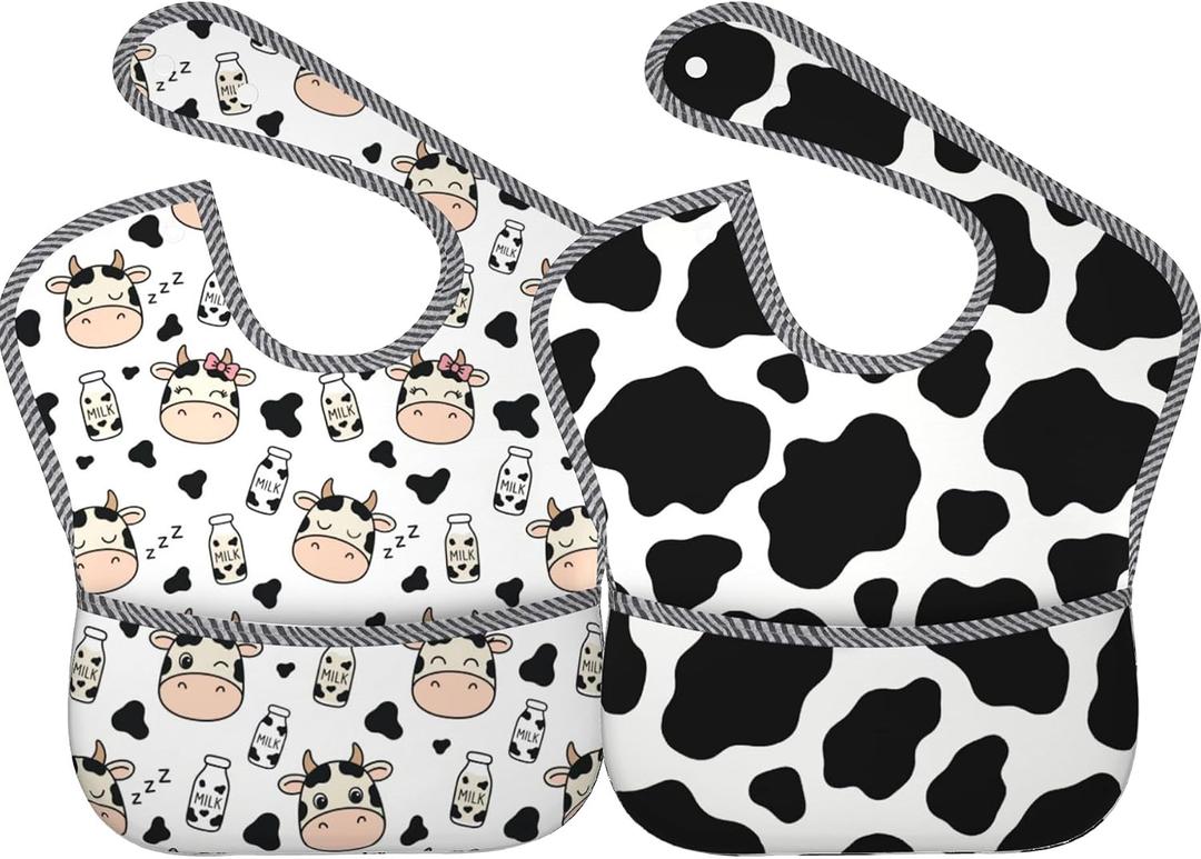 Bibs Cute Baby Stuff 2Packs for 6-24 Months Waterproof Washable Fabric