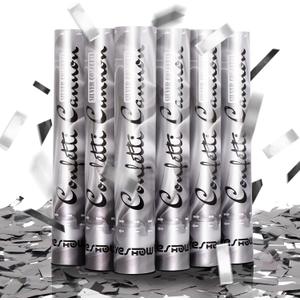 Confetti Cannon Party Poppers Shooters,(6 pack) YESHOW Confetti Blaster Silver Metallic for Birthday Graduation Wedding Christmas New Years Eve