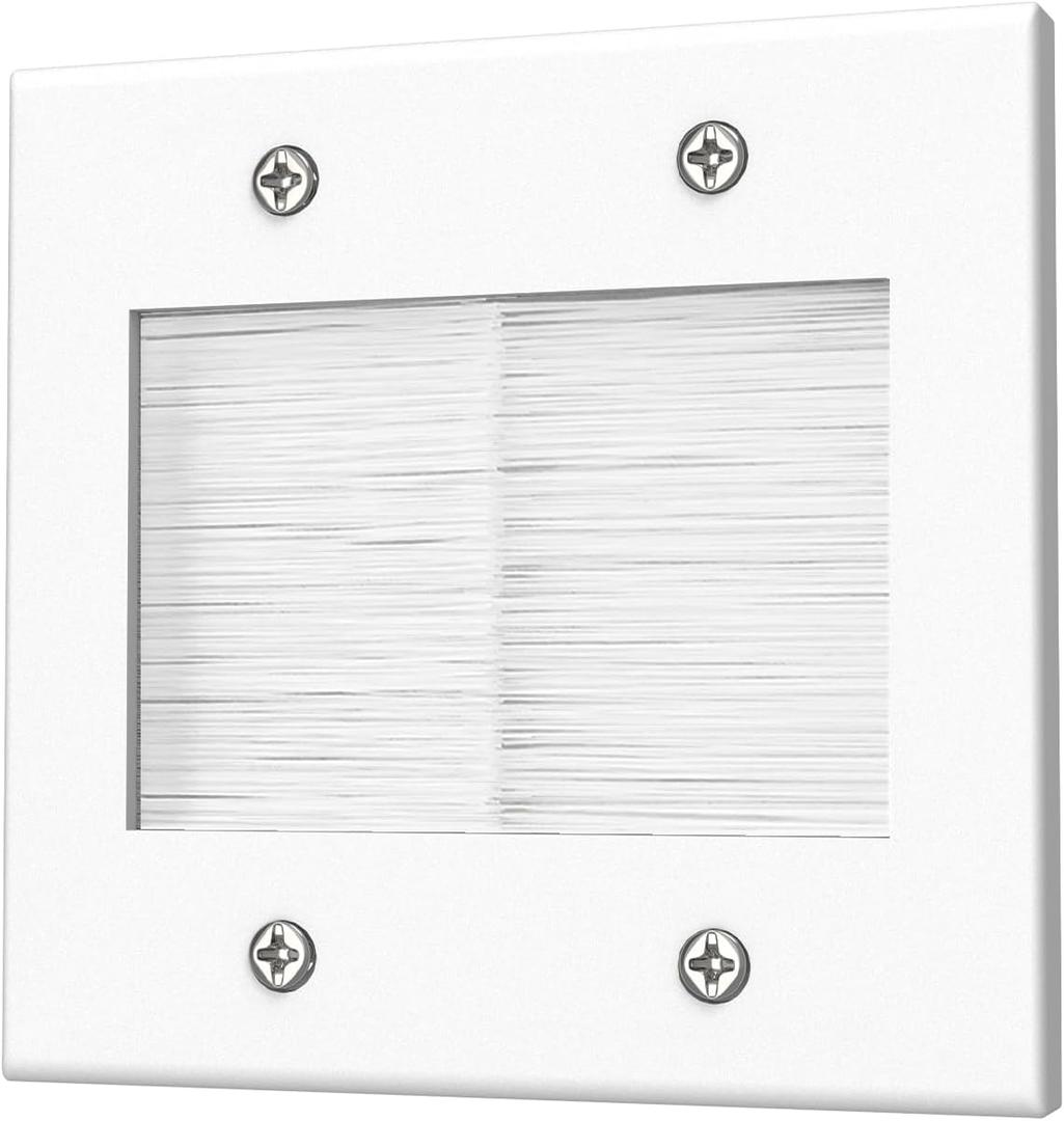 VCELINK 2-Gang Brush Wall Plate for Cable Management  Cable Pass-Through for Ethernet, HDMI, and AV Cables (1-Pack)