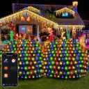 4 x 6FT Christmas RGB Net Lights Outdoor with Smart APP Remote Control, DIY Color Changing 150 LEDs Smart Mesh Lights for Bushes, Waterproof Christmas Mesh Light with Timer Music for Tree, Fence, Bush