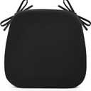 Shinnwa Chair Cushion for Dining Chair, Non-Slip Kitchen Chair Cushion with Detachable Straps and Machine Washable Cover, 17x16x2in, Black