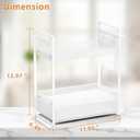 VITVITI 2 Tier Bathroom Organizer Countertop with Drawer, Metal Mesh Bathroom Counter Vanity Organizer Storage, Bath Room Shelf Sink Kitchen Spice Rack with Basket Hooks, White