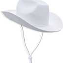 COLLECT PRESENT Plain Felt Cowboy & Cowgirl Hat for Men, Women, and Teens | Western Studded Cowboy Hat in Adult Sizes (White)