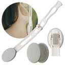 Lotion Applicator for Back - 3-1 Foldable, Cream, Sunscreen, Ointment Applicator, 19" Long Handle, Body Massage Tool - 1 Body Brush Pad, 1 Lotion Pad Included (White)