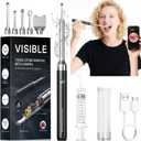 Tonsil Stone Remover with Camera - Upgraded Visual Tonsil Stone Removal Kit with 6 LED Light -Tonsil Stone Remover Tool with 1080P Camera, 5 Stainless Steel Heads, Irrigator, for iOS & Android(Black)