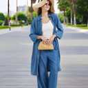 KYAL Womens Summer Palazzo Pants High Waist Wide Leg Lounge Trousers Lightweight Drawstring Elastic Waist Loose (X-Small, Kyal-20240051-denim)