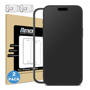 Mothca 2 Pack Matte Glass Screen Protector for iPhone 17 Pro [6.3 inch] + 2 Pack Camera Lens Protector, AntiGlare & AntiFingerprint Tempered Glass (Not Privacy Film) Bubble Free, Smooth as Silk