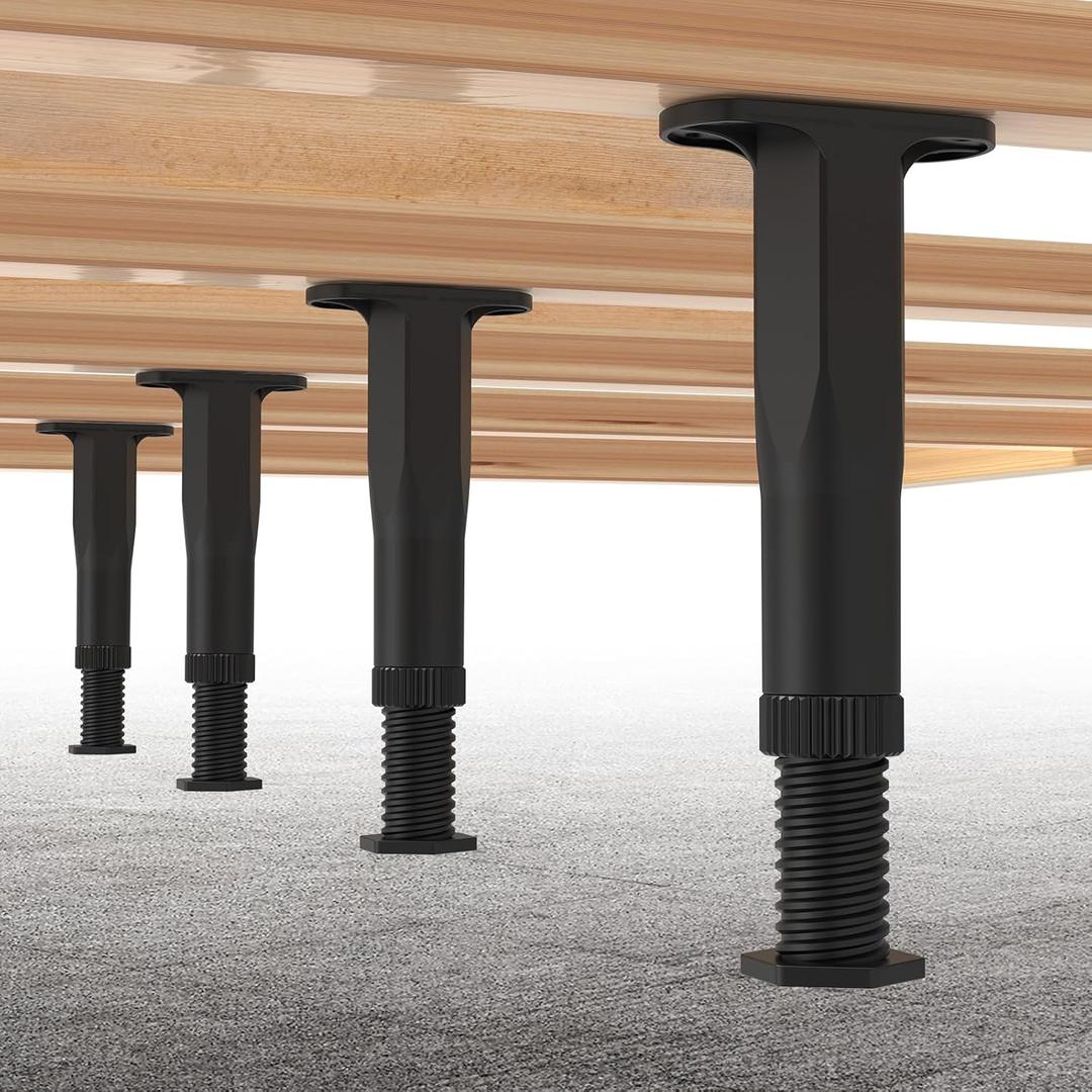 4 PCS (8.3"-14.5") Adjustable Bed Frame Support Legs, Frame Center Slats Heavy Support Leg,Durable Furniture Suport Legs for Frame/Sofa/Dresser/Table, Legs Furniture Replacement Parts