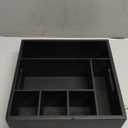 Wood Utensil Holder for Party, 6-Compartment Paper Plate Organizer with Handles, Wooden Silverware Caddy for Picnic, Camping, BBQ, Buffet, and Kitchen Countertop Organization, Black