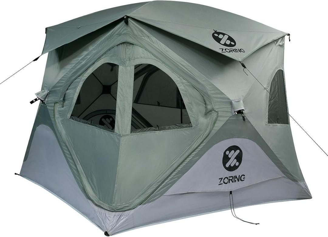 Pop Up Tent for Camping, Instant Cabin Hub Tent 4 Person, Waterproof Hub Shelter with Rainfly & Removable Floor, Easy Setup Windproof Large Family Shelter for Outdoor & Overlanding
