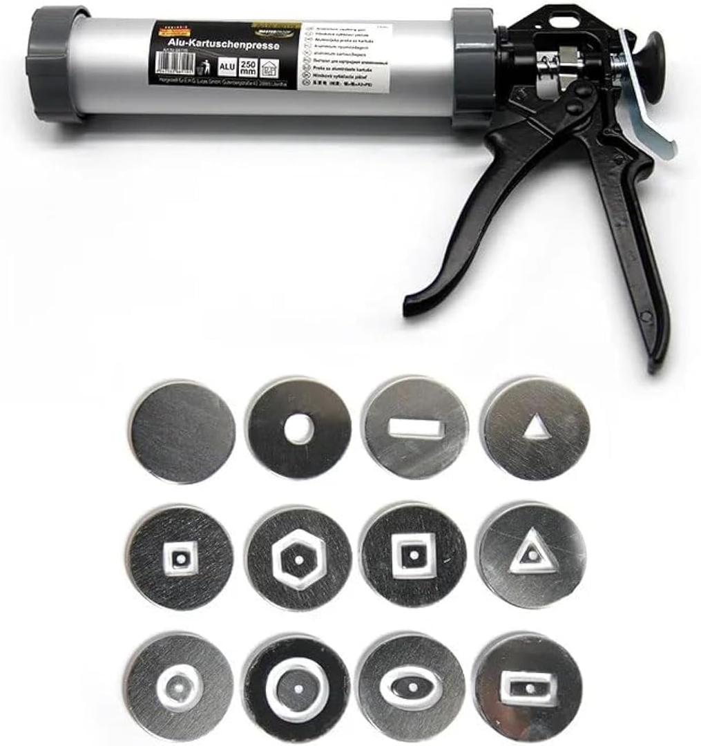 Lovemine Versatile Clay Gun,Clay Extruder Gun w/12 Different Molds + 1 Solid Disc + 1 pc Clay Throwing Cloth,Handheld Extruder Clay Tool for Sculpturin
