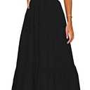 kinstell Women's 2025 Summer Casual Boho Sleeveless Spaghetti Strap Smocked Square Neck Ruffle A Line Beach Long Maxi Dress Large