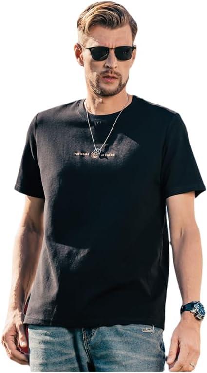 230G Heavyweight Smooth Short-Sleeved T-Shirt Men's New Summer Letter Embroidered Bottoming Shirt T-Shirt Black (XL)