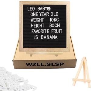 Felt Letter Message Board with 340 Letters,Letter Board Sign with Stand, 10X10 Inch for Baby & Pregnancy Announcement Sign,Black Felt Changeable Letter Boards