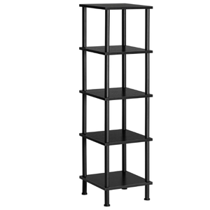 HOOBRO 5-Tier Corner Shelf Stand, Corner Square Rack Display Shelf, Tall Storage Rack Plant Stand, Corner Bookcase for Small Spaces, Living Room, Home Office, Kitchen, Black BK50CJ01