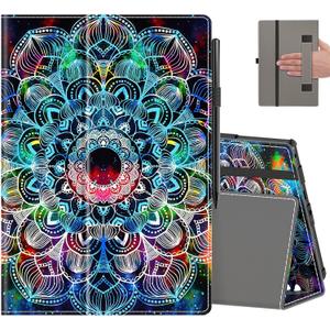 COOWPS Case for All-New Amazon Fire HD 10 Tablet (13th/11th Generation, 2023/2021 Release) 10.1" - Slim Folding Stand Cover with Auto Wake/Sleep, Hand Strap & Stylus Pen Holder, Mandala Galaxy