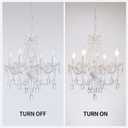 Plug in Crystal Ceramic White Chandelier, Glass Chandeliers,White crystal Hanging Pendant Light with Clear Cord and On/Off, 4 Light Crystal Chandelier for wedding, Kitchen, Dining,Foyer, Mini room