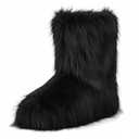 CEPEPRIN Women's Faux Fur Boots Furry Fuzzy Snow Boots Fluffy Winter Boot Warm Comfortable Mid-Calf Boot Outdoor Indoor Flat Shoes Size 8