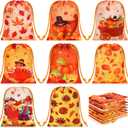 Honoson 24 Pieces Thanksgiving Gift Bags Fall Thanksgiving Party Favor Pumpkin Turkey Maple Leaves Candy Goodies Treat Bag for Fall Harvest Party Supplies