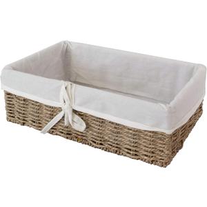Natural Wicker Woven Storage Basket with Liner, Decorative Baskets and Bathroom Organizer for Living Room, Bathroom, Closet Organizer and Bath Beauty Products Organizer (Seagrass)