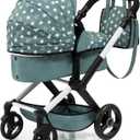 Bayer Doll Stroller Xeo: Realistic Baby Pram for Kids, Green Stars with Handbag, Ages 3+