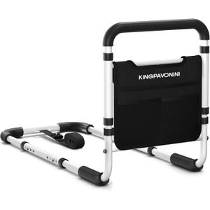 Bed Rails for Elderly Adults Safety - 2026 Upgrade - ASTM Compliant, Adjustable Bed Cane with Non-Slip Ergonomic Handle & Storage Pocket, Bed Railings for Seniors Load 400 LBS, Tool-Free Assembly (Large)