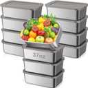 Blushtier 12 Pcs Stainless Steel Food Storage Containers with Lids, 37 oz Metal Lunch Bento Box, Lightweight Stackable Easy Open Meal Prep Container for Kitchen Picnic, Freezer & Dishwasher Safe (Brown)