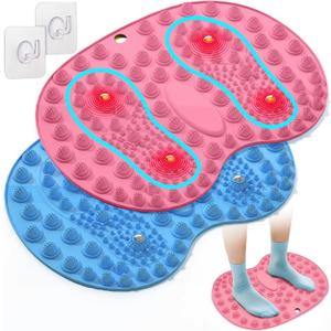 Foot Massager Mat 2PCS, Foot Reflexology Mat with Magnetic Therapy, Under Desk Mat Acupressure Mat for Feet Relaxation, Pressure Point Mat for Pain, Fatigue and Stress Relief (Blue+Purple)
