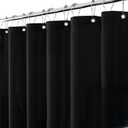 Black Shower Curtain Set for Bathroom, Heavy Duty Cloth Fabric Bath Curtain Set with 12 Plastic Hooks Simple Hotel Spa Quality Luxury Shower Curtains for Bathroom, Water Repellent, 72Wx72L