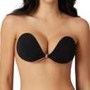 Niidor Sticky Bra Invisible Stick on Bra Backless Strapless Women's Adhesive Bras Ladies Invisible Bras (Black)