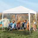 VINGLI 10x10 Pop Up Canopy Tent, Outdoor Tent Canopy Foldable Portable Canopies for Camping, Patio, Parties, EZ Up Gazebo Canopy with Carry Bag (White)