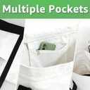 Canvas Tote Bag with Zipper and Zip Pockets Thick Canvas Durable Reusable Grocery Shopping Beach Bag Large Capacity Washable Shoulder Bag for Women Black White (Black/Natural (X-large, 20 Inches))