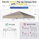 1010 Canopy Replacement Top, Pop Up Canopy Replacement Tent Cover for Straight Leg Frame, Waterproof Canopy Top Cover for Garden Patio Camping (Top Only)(Khaki)