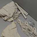 Y- Stop Hammock Chair Hanging Rope Swing Chair, Max 500 Lbs, 2 Seat Cushions Included, Removable Steel Spreader Bar with Anti-Slip Rings for Indoor or Outdoor(Beige)