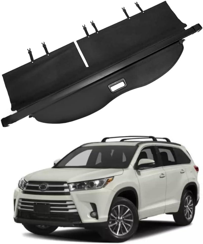 Retractable Cargo Cover Compatible with Toyota Highlander 2014 2015 2016 2017 2018 2019 Waterproof Security Shade Shield Tonneau Cover Luggage Privacy Screen with Extra Canvas Cover