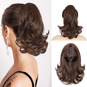 Ponytail Extension, 12 Inch Pony Tails Hair Extensions, Hold Securely, Tangle-Free,Curly Wavy Natural Looking Synthetic Claw Clip Ponytail Extension for Daily Use