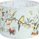 Drum lamp shades, 13x13x10in Fabric Lamp Shade, Printed Floral and Bird Print Lamp shades, 1 Pack Lamp Shades for Table Lamps, Support Spider and E26/E27 Base
