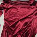 NASHALYLY Elegant Velvet Dress for Women,Sexy Long Sleeve Bodycon Mermaid Dress Ruched Cocktail Party Wedding Square Neck(Wine Red,L)