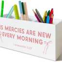 UNCDLV Pink Coquette Bow Christian Desk Decor, Preppy Christian Scriptures Bible Pen Pencil Holder Organizer for Girly Room Dorm Office Desk Accessories Christian Gifts for Women