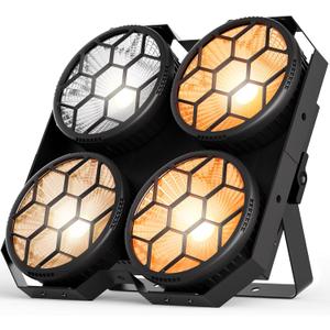 4 x 100W COB LED Stage Lights, 2 in 1 Warm/Cool White Par Can Retro Pixel Control Light, DMX/Master-Slave/Sound Activated Spotlights for Church Events Party Wedding Club Studio 1Pack