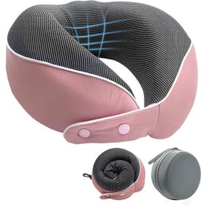 Neck Pillow Airplane - Premium Memory Foam Travel Pillow with Portable Storage Case, 360 Neck Support, Compact Lightweight for Long Flights, Office & Travel (Pink)