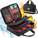 Fireproof Document Box with Lock, File Organizer Bag with 2000 Heat Insulated, Portable Waterproof Safe Storage Box, Multi-Layer Document Bag for 16 inch Laptop Important Documents,Files and More