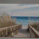 TAR TAR STUDIO Beach Artwork Seascape Wall Art: Seaside Painting Fence Pathway Picture Print on Wrapped Canvas for Living Room (36''W x 24''H, Multiple Sizes)