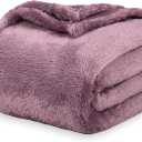 Berkshire Blanket Classic Extra-Fluffy Plush Throw Blanket, Soft Fuzzy Fluffy Long Hair Throw Blanket for Couch Sofa Bed, Plum Smoke, 50x60 Inches