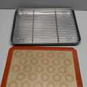 Stainless Steel Baking Sheet Tray Cooling Rack with Silicone Baking Mat Set, Cookie Pan with Cooling Rack, Set of 6 (2 Sheets + 2 Racks + 2 Mats), Size 16 x 12 x 1 Inch, Easy Clean