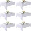 MRJ White Polyester Tablecloth 6 Pack, 60 x 102 Inch Rectangle Table Cloth for 6 Feet Tables, Bulk Stain Resistant Wrinkle Free Washable Fabric Cover for Weddings, Banquets & Restaurants