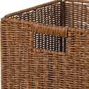 11X11X11in Brown Plastic Wicker Storage Basket, Foldable Cube Woven Storage Basket for Shelves, 11x11 Cube Storage Bins Set of 3, Wicker Storage Baskets for Laundry Nursery Room