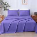 LONAVA Queen Sheet Set 4 Pieces,Purple Ultra Soft & Breathable Microbifer Sheets, 1600 Thread Count Hotel Luxury Oeko-Tex Bed Sheets, 14-16 Inch Deep Pocket Durable Wrinkle Free Sheets (Blue, M)